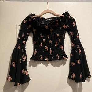 Ribbed off shoulder crop top